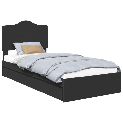 VidaXL vidaXL Storage Bed with Headboard Black 90 x 190 cm Engineered Wood 1
