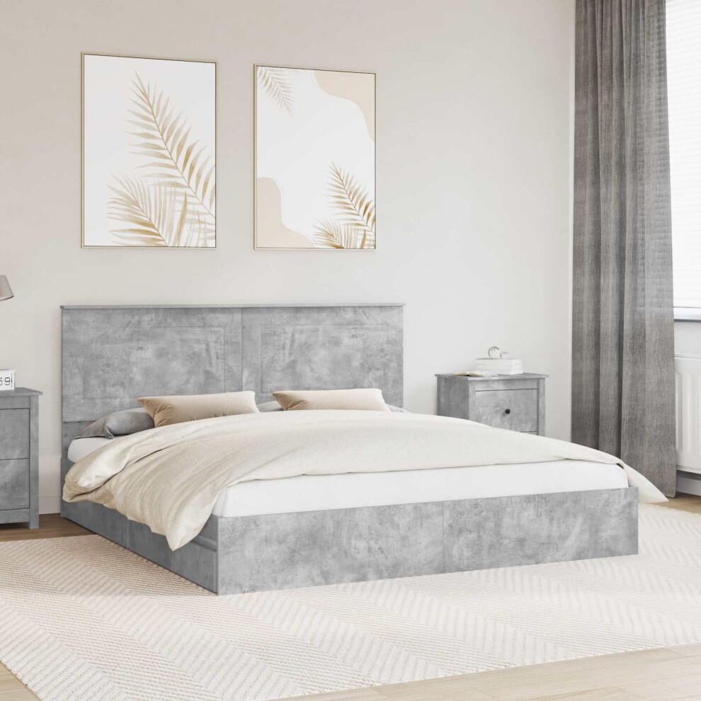 Vidaxl Storage Bed Concrete Grey 200 X 200 Cm Engineered Wood