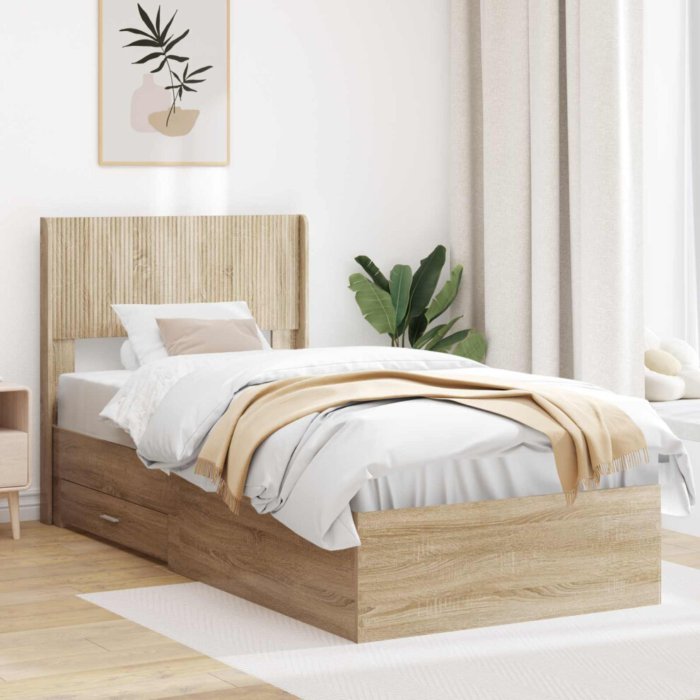 Vidaxl Bed Frame With Storage And Headboard Sonoma Oak 90 X 190 Cm