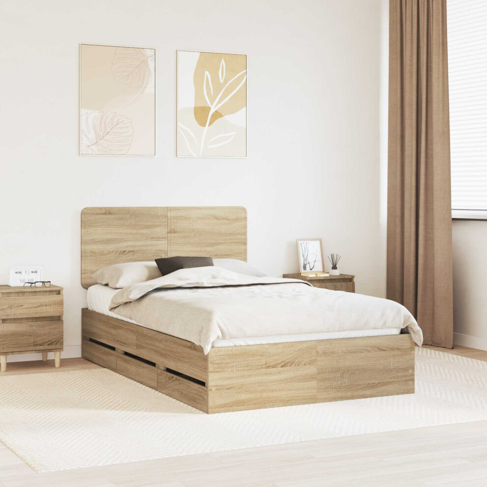 Vidaxl Bed Frame With Drawer Sonoma Oak 120 X 190 Cm Engineer Wood