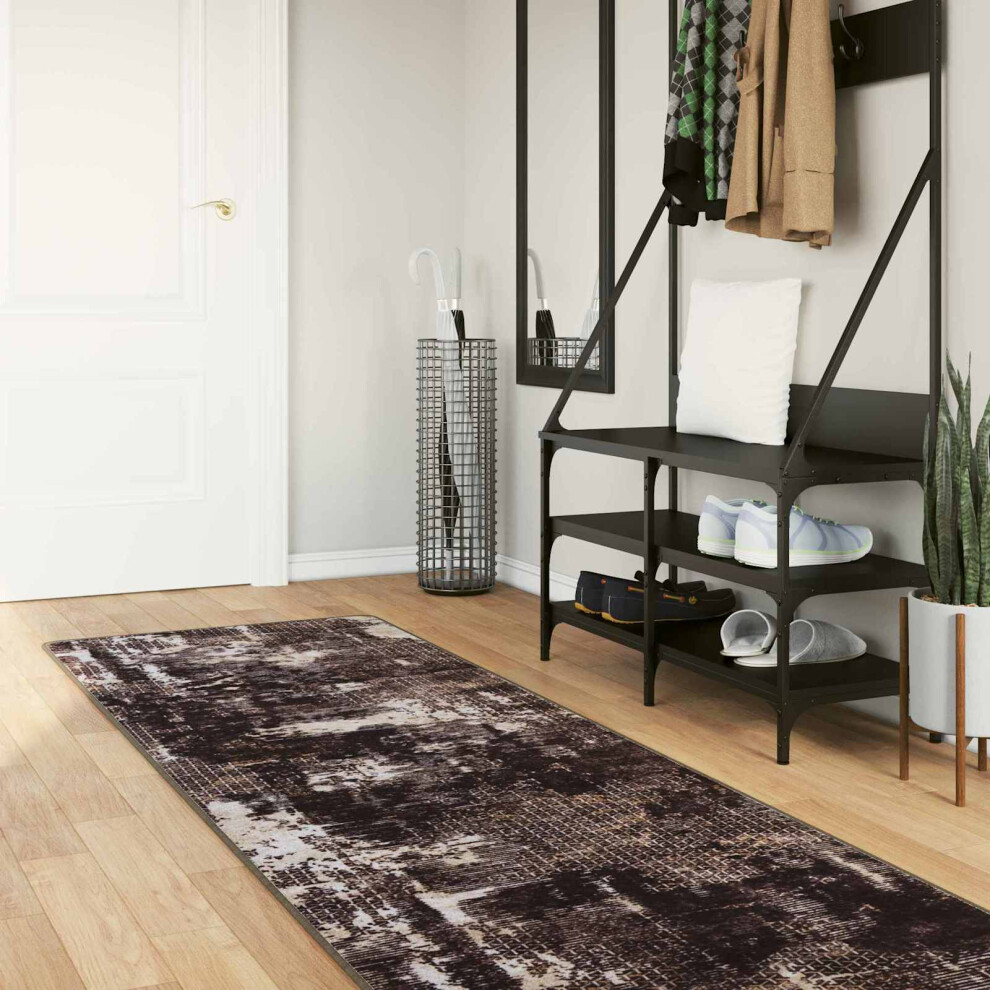 Vidaxl Rug Runner Marsa Black 80 X 400 Cm Polyester And Pvc