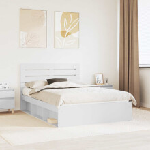 vidaXL Bed Frame with Headboard White 150 x 200 cm Solid Pine Wood