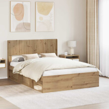 vidaXL Bed Frame with Storage and Headboard Artisan Oak 120 x 190 cm