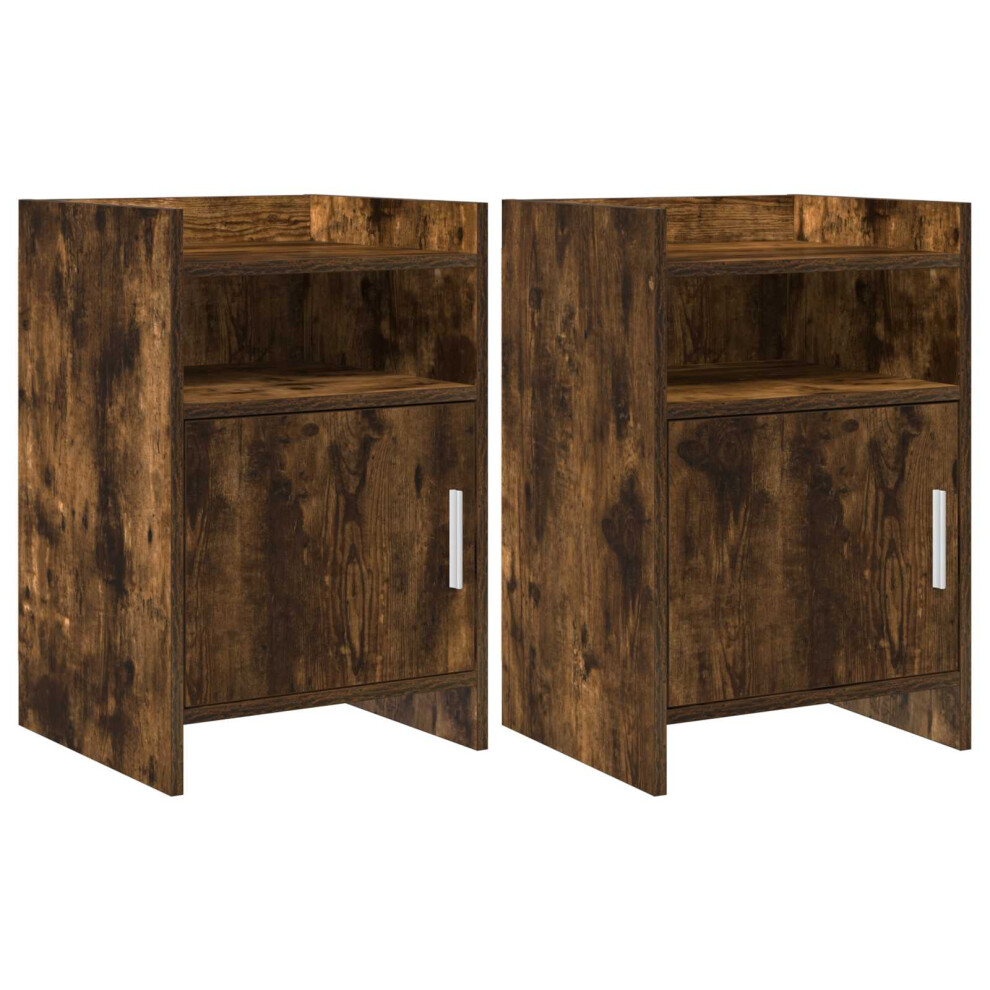 Vidaxl Bedside Tables 2 Pcs Smoked Oak 40 X 36 X 60 Cm Engineered Wood