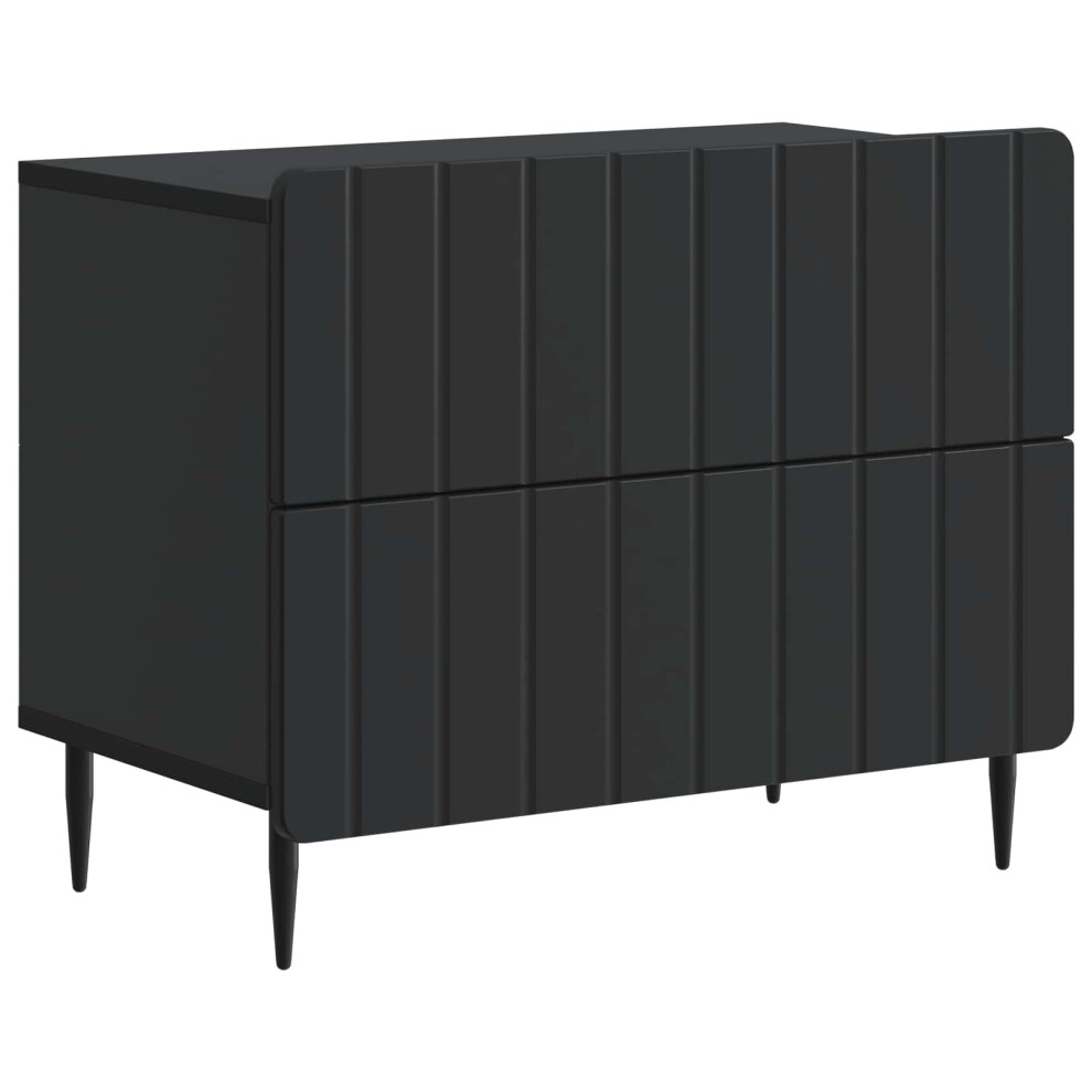 Vidaxl Bedside Cabinet 62 X 34.5 X 49.5 Cm Engineered Wood Black