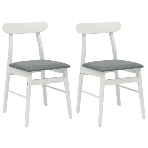VidaXL vidaXL Dining Chair 2 pcs White and Grey Solid Rubber Wood 1