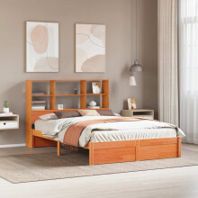 vidaXL Bed Frame with Storage Headboard Wax Brown 150 x 200 cm