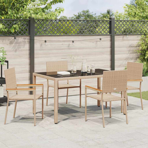 VidaXL vidaXL Garden Dining Set 5 pcs Beige Poly Rattan 2
