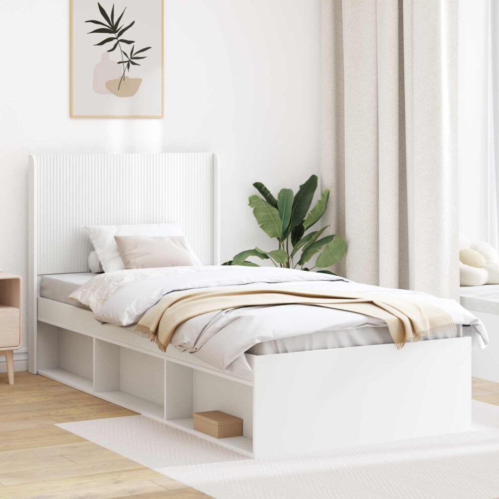 Vidaxl Bed Frame With Storage And Headboard White 90 X 190 Cm