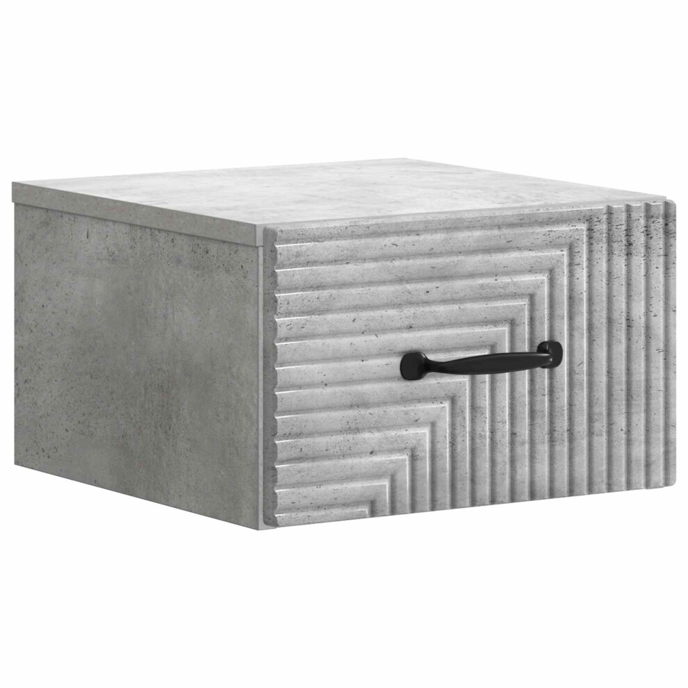 Vidaxl Wall-Mounted Bedside Cabinet Concrete Grey 34.5 X 33 X 20 Cm