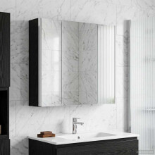vidaXL Bathroom Mirror Cabinet Black Oak 63.5 x 15.5 x 60.5 cm