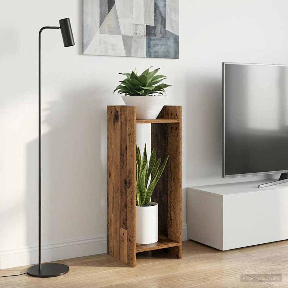 Vidaxl Plant Stand With Shelf Old Wood 30 X 30 X 80 Cm Engineered Wood