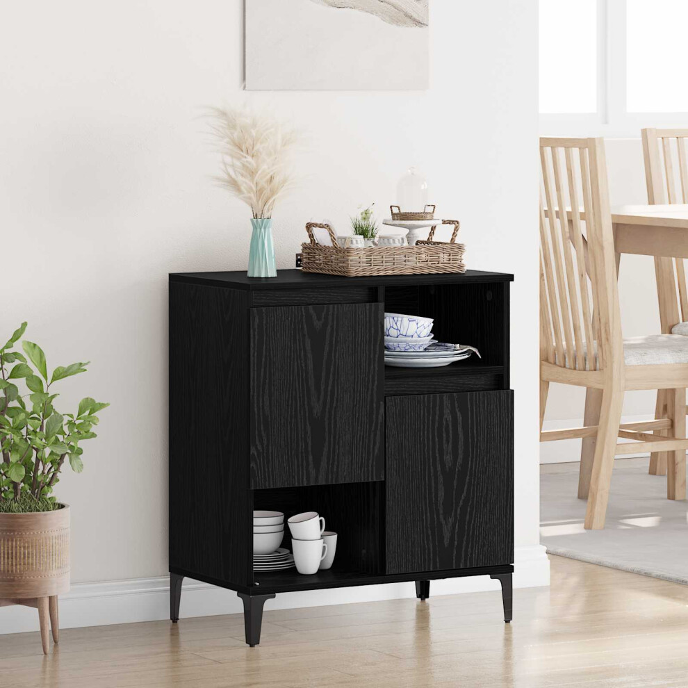 Vidaxl Sideboard Black Oak 60 X 35 X 70 Cm Engineered Wood