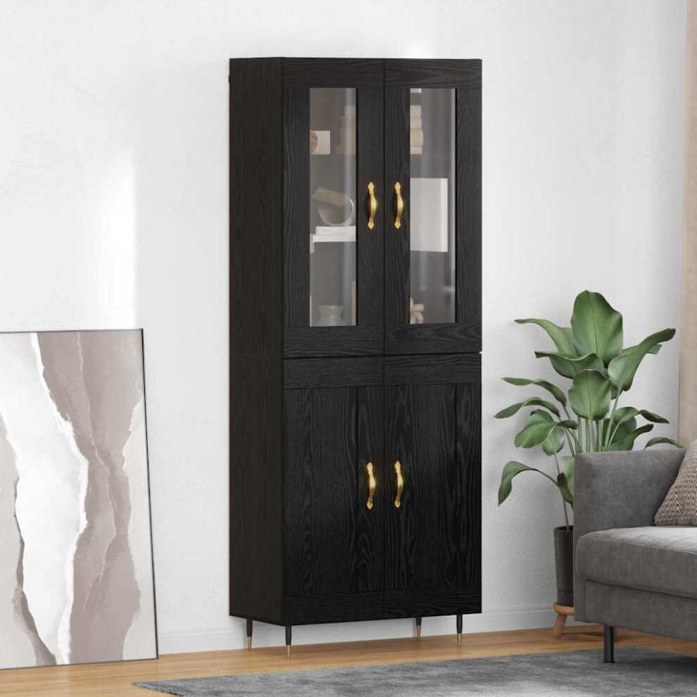 Vidaxl Highboard 2 Pcs Black Oak Engineered Wood
