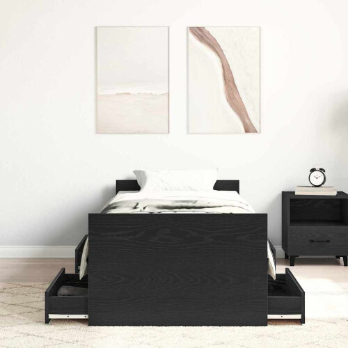 VidaXL vidaXL Bed Frame Black Oak 193 x 78 x 50 cm Engineered Wood 1