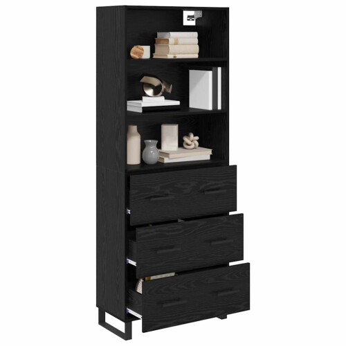VidaXL vidaXL Highboard with Drawer 2 pcs Black Oak Engineered Wood 2