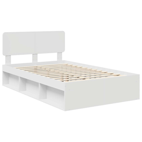 VidaXL vidaXL Bed Frame with Headboard White 120 x 200 cm Solid Pine Wood 2