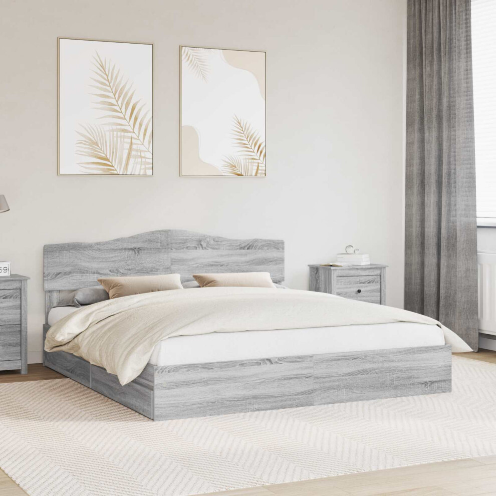 Vidaxl Storage Bed Grey Sonoma 200 X 200 Cm Engineered Wood