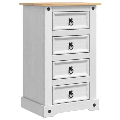 VidaXL vidaXL Bedside Table Corona White 53 x 39 x 84 cm Solid Pine Wood 1
