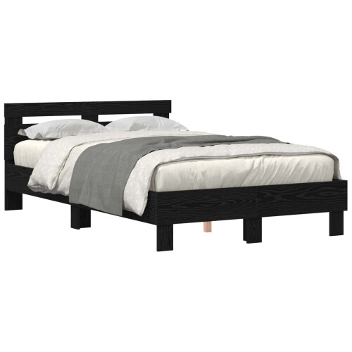 VidaXL vidaXL Bed Frame with LED Black Oak 120 x 190 cm Engineered Wood 1