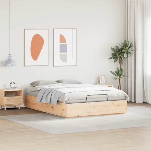 VidaXL vidaXL Ottoman Bed Frame Natural 150 x 200 cm Solid Pine Wood 1