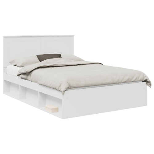 VidaXL vidaXL Bed Frame with Headboard White 150 x 200 cm Solid Pine Wood 1