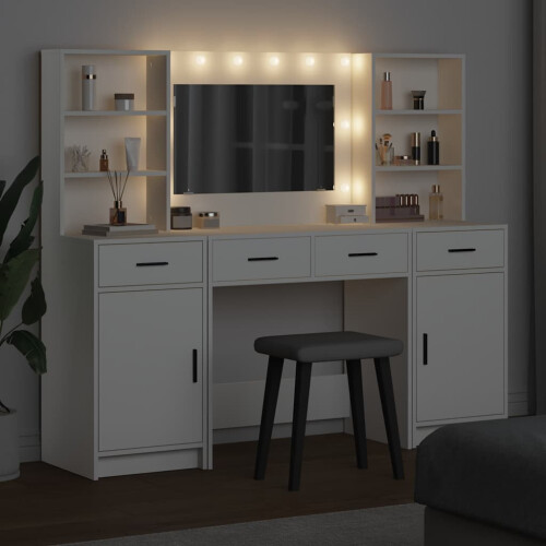VidaXL vidaXL Dressing Table Set with Drawer 3 pcs White Engineered Wood 2