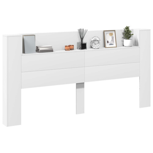 VidaXL vidaXL Storage Headboard with LED White Engineered Wood 2