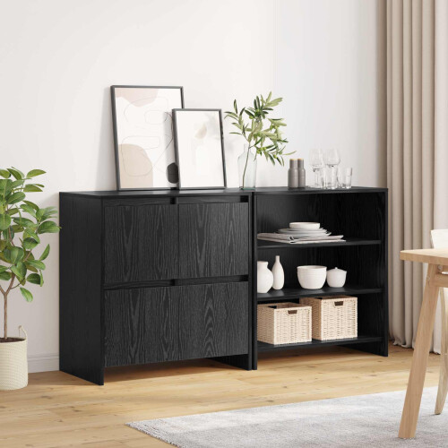 VidaXL vidaXL Sideboard 2 pcs Black Oak 70 x 41 x 75 cm Engineered Wood 1