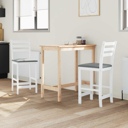 VidaXL vidaXL Dining Chairs 2 pcs White 40 x 47.5 x 99.5 cm Solid Rubber Wood 2