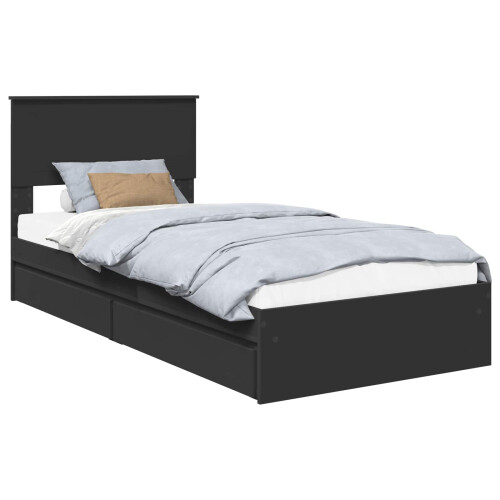 VidaXL vidaXL Storage Bed with Headboard Black 90 x 190 cm Engineered Wood 1