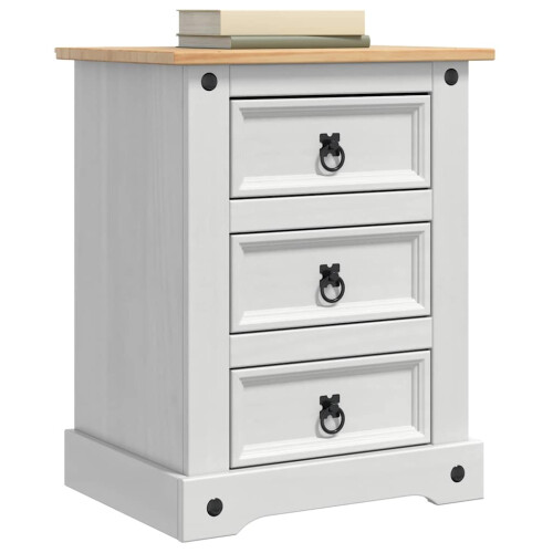 VidaXL vidaXL Bedside Table Corona White 53 x 39 x 66 cm Solid Pine Wood 2