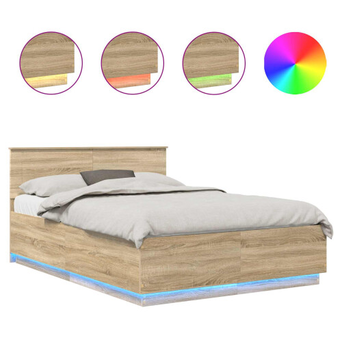 VidaXL vidaXL Bed Frame Sonoma Oak 150 x 200 cm Engineered Wood 1