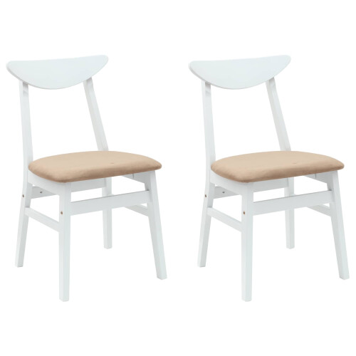 VidaXL vidaXL Dining Chairs 2 pcs White 42 x 47.5 x 81 cm Solid Rubber Wood 1