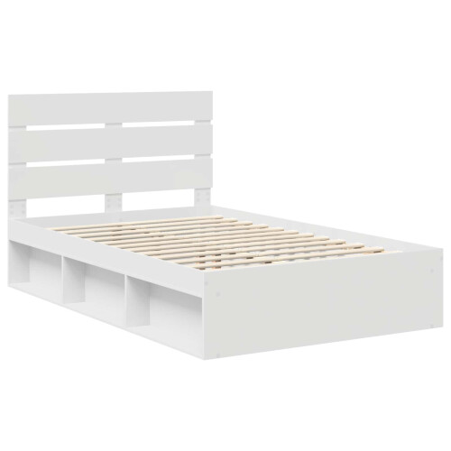 VidaXL vidaXL Bed Frame with Headboard White 120 x 190 cm Solid Pine Wood 1