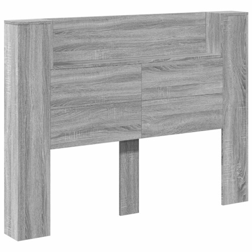 VidaXL vidaXL Storage Headboard with LED Grey Sonoma Engineered Wood 1