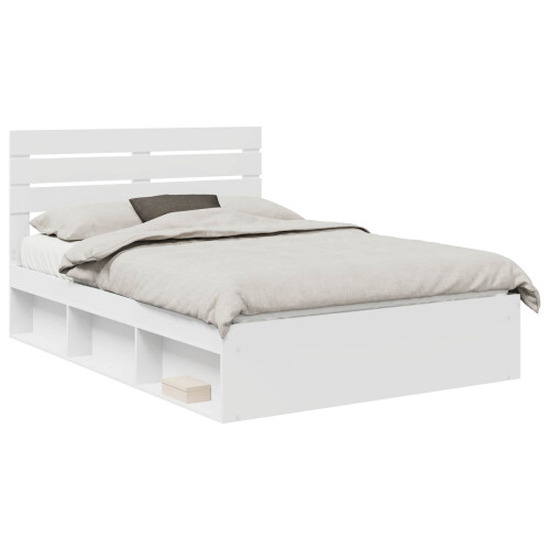 VidaXL vidaXL Bed Frame with Headboard White 150 x 200 cm Solid Pine Wood 1