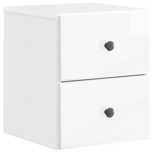 VidaXL vidaXL Wall-Mounted Bedside Cabinet with Drawer 2 pcs High Gloss White 1