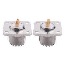 2X UHF SO-239 Female Jack Square Shape Solder Cup Coax Connector for Ham Radio