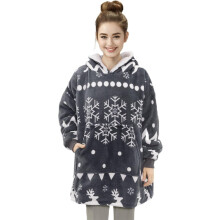 Kuschelpullover Decke Hoodie mit Tasche Sherpa-Fleece Unisex Grau XL — kocobluza sherpa, koc bluza mit kapuze, kocobluza unisex, kocobluza grau xl