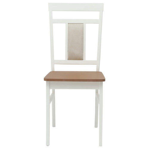 VidaXL vidaXL Dining Chair 2 pcs White and Natural Solid Rubber Wood 1