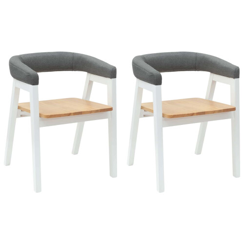 VidaXL vidaXL Dining Chairs 2 pcs White 54 x 57 x 73 cm Solid Rubber Wood 1