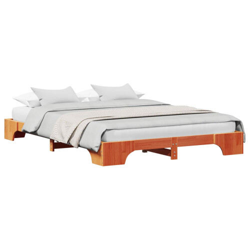 VidaXL vidaXL Bed Frame Wax Brown 140 x 200 cm Solid Pine Wood 1
