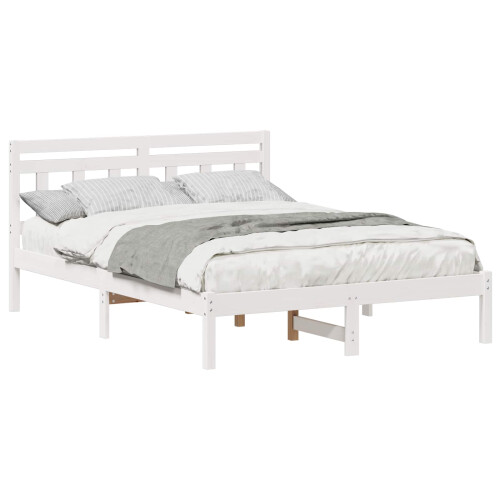 VidaXL vidaXL Bed Frame White 135 x 190 cm Solid Pine Wood 1