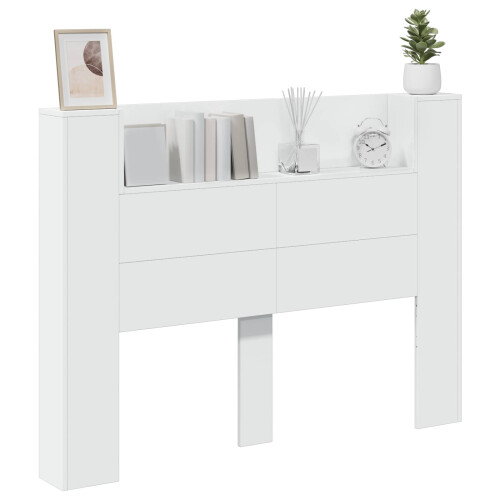 VidaXL vidaXL Storage Headboard with LED White Engineered Wood 1
