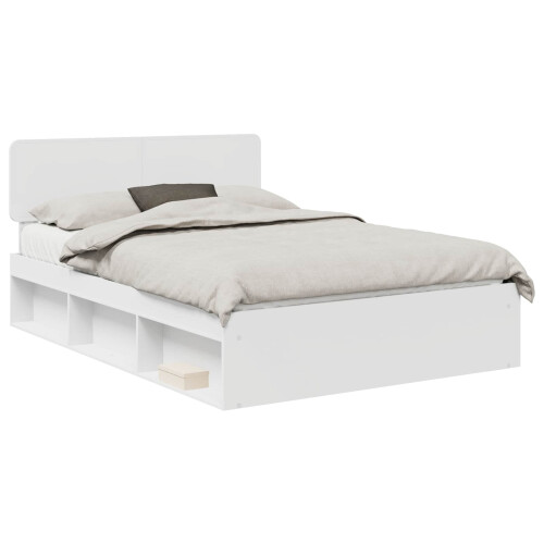 VidaXL vidaXL Bed Frame with Headboard White 140 x 190 cm Solid Pine Wood 1