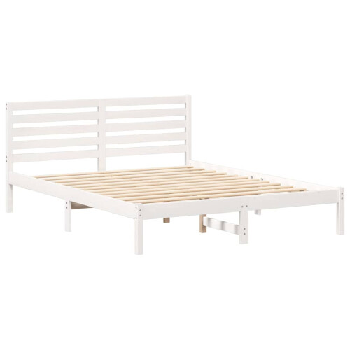 VidaXL vidaXL Bed Frame with Headboard White 150 x 200 cm Solid Pine Wood 2