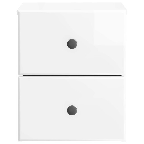 VidaXL vidaXL Wall-Mounted Bedside Cabinet with Drawer 2 pcs High Gloss White 1