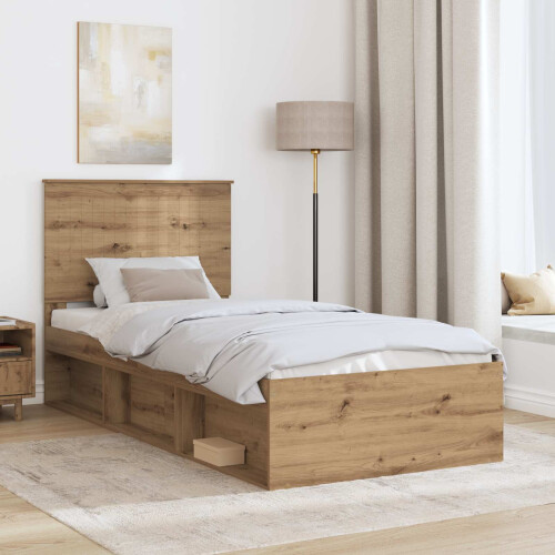 VidaXL vidaXL Bed Frame Artisian Oak 90 x 200 cm Solid Pine Wood 2