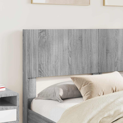 VidaXL vidaXL Bed Frame with Storage and Headboard Grey Sonoma 2